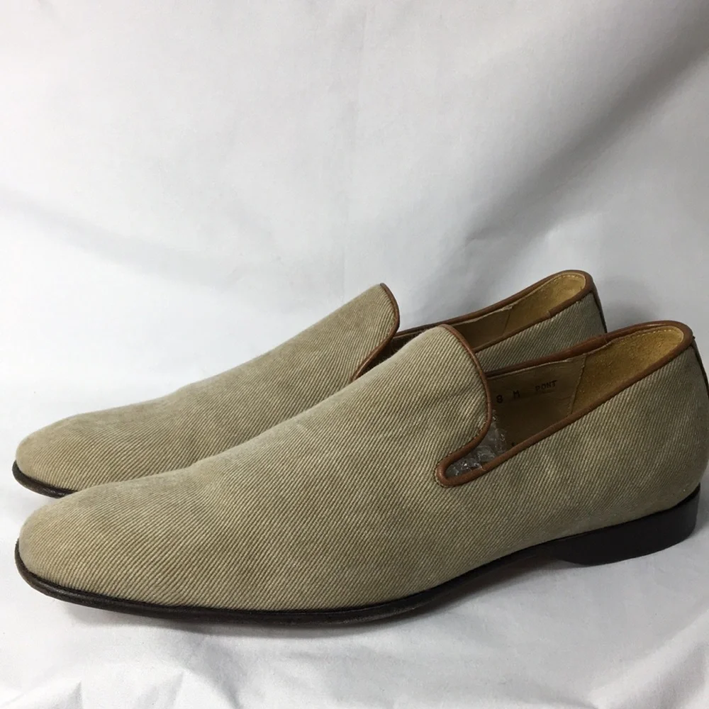 Donald J. Pliner Mens Fabric & Leather Slip-On Loafers Size 8 Like-NEW Condition